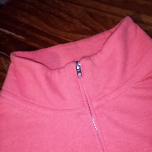 Victoria's Secret PINK bright coral and burgundy top zip sweatshirt L - Picture 5 of 7